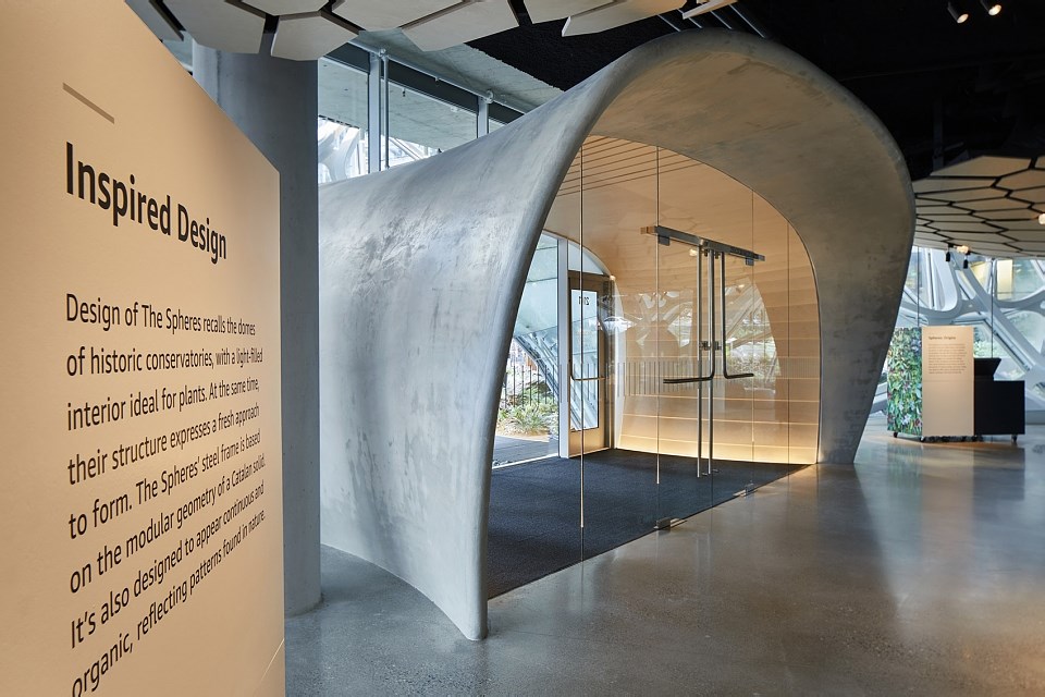 亚马逊总部球体艺术中心的Understory展厅，西雅图